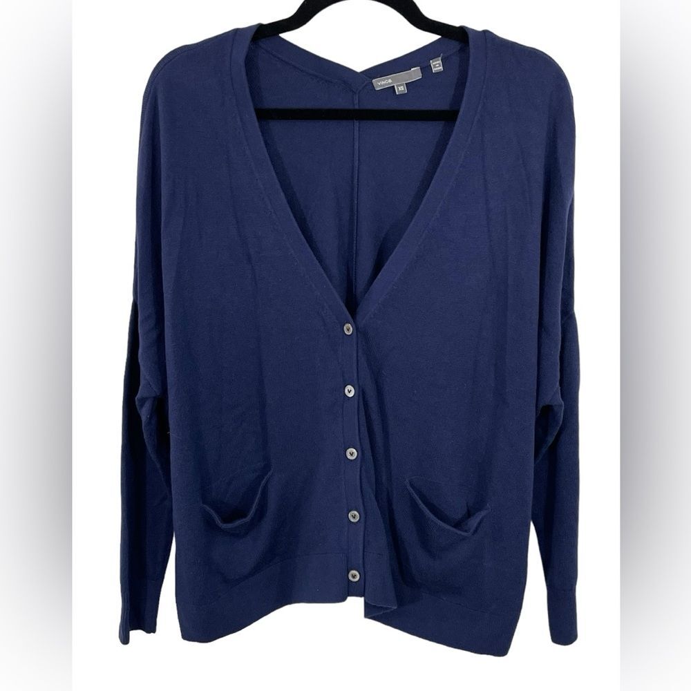 Vince Cashmere Blend Cardigan Sweater Size XS Navy Blue Style 73860